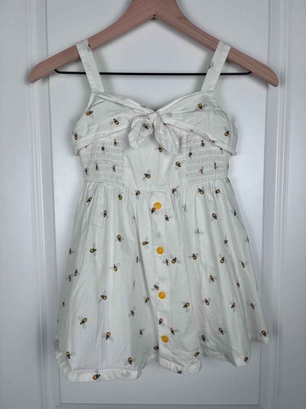 American Girl Garden Bee White Summer Picnic Dress Size 6